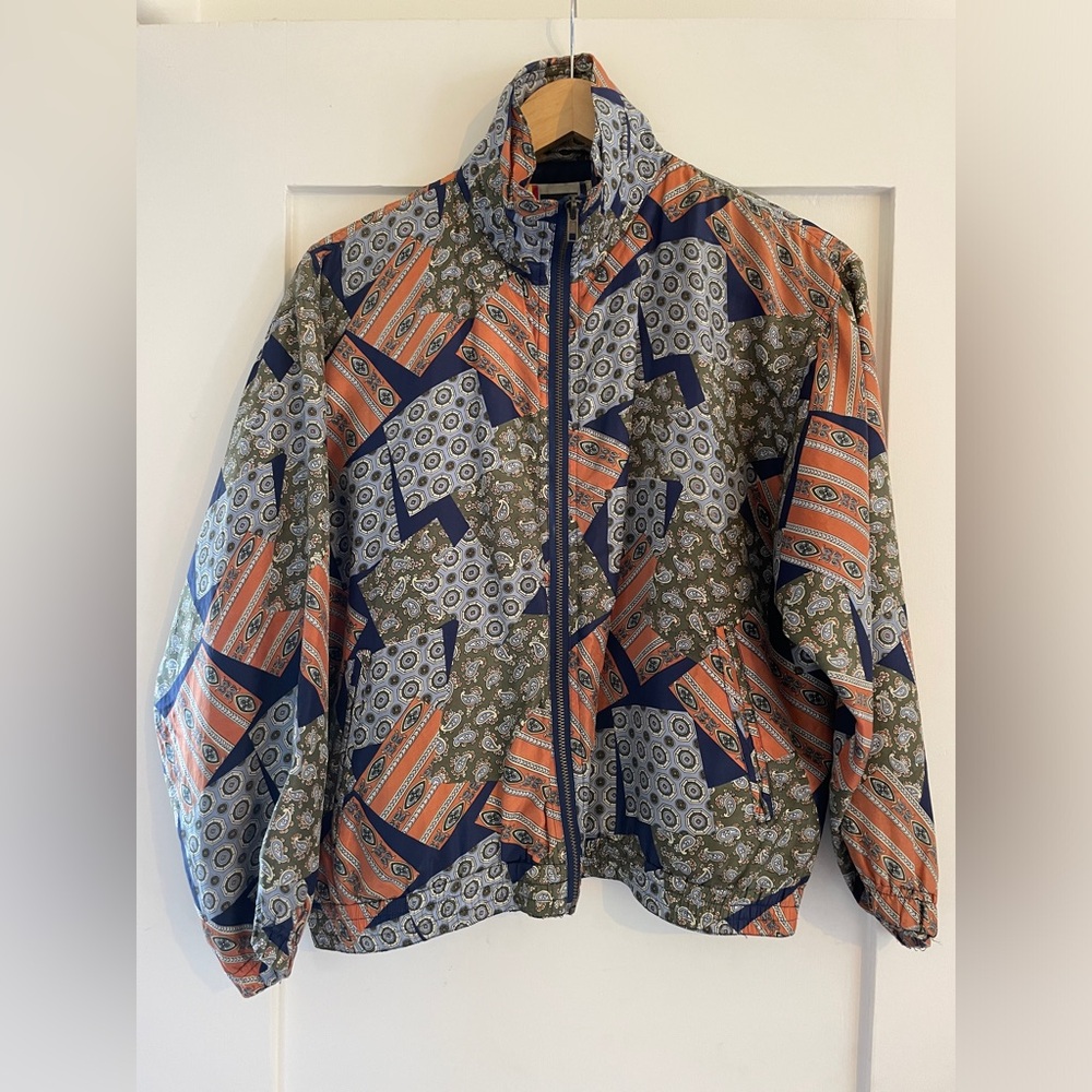 Vintage Silk Patterned Zip Up Jacket